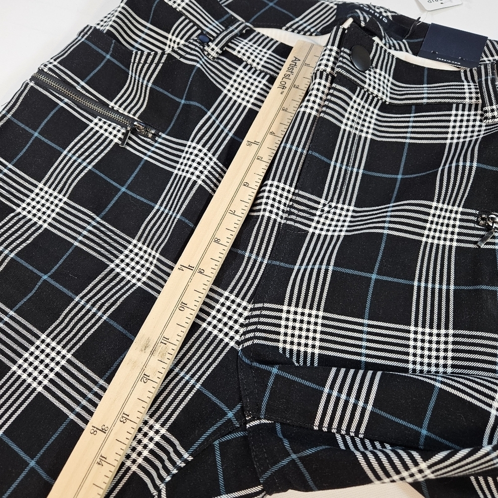 NWT TORRID Size 16 BLACK TEAL PLAID PONTE MULTI ZIP SKINNY ANKLE PANTS POCKET - Picture 11 of 14